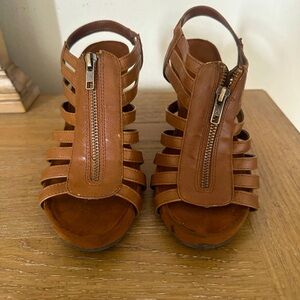 Zip Up Brown Wedges